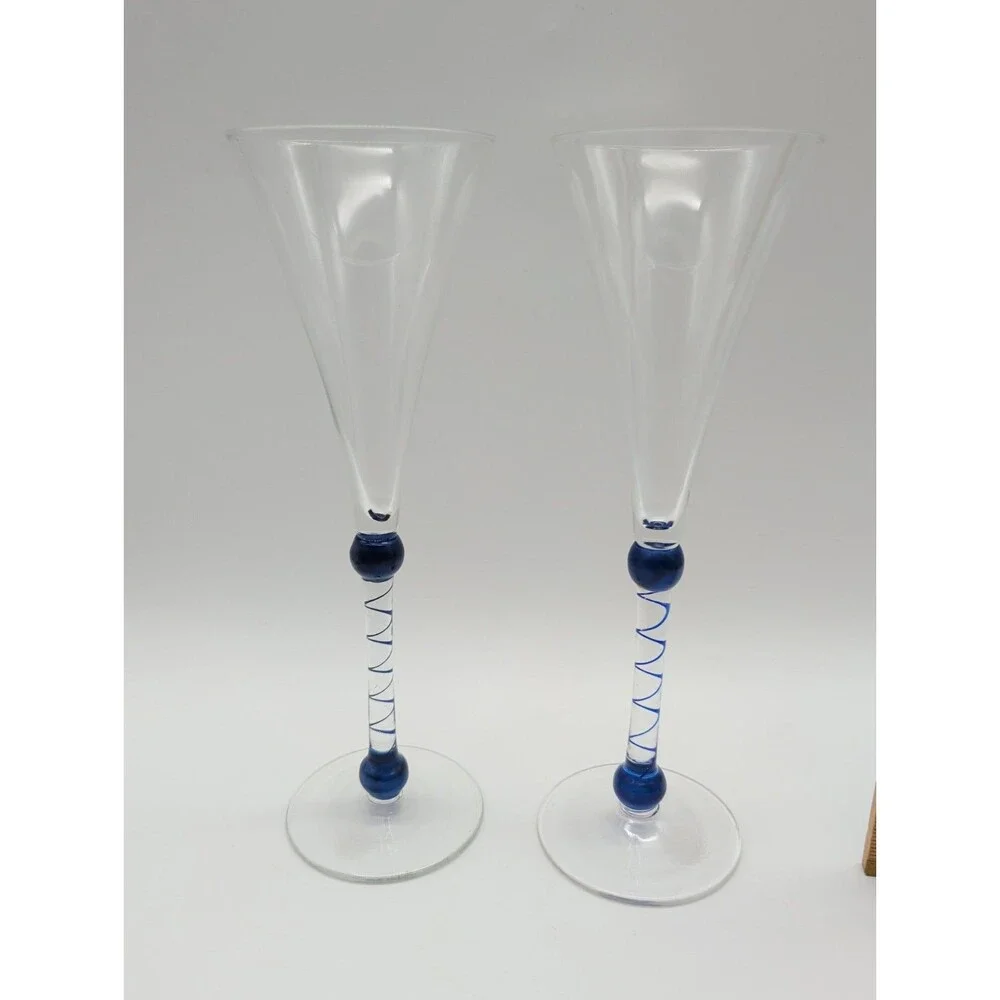 Martini & Rossi Asti Champagne Flute Glasses, Millennium 2000  Swirl Stem